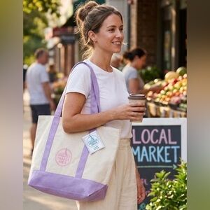 Trader Joe's Large Pastel Purple Canvas Tote Bag Lavender Limited